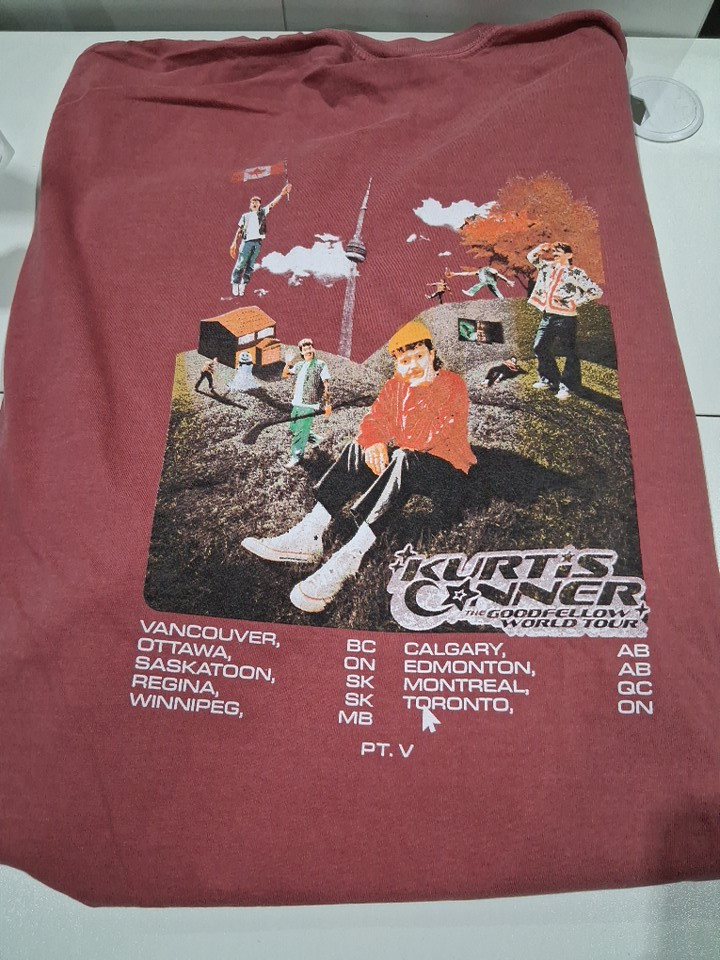 2 Unisex kurtis Conner Band "The Goodfellow World Tour" T-Shirt - Extra Large - Vintage Washed Red image 3