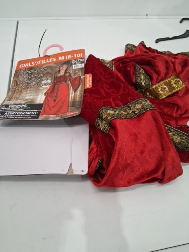 2PC GIRLS GOODMARK RENAISSANCE PRINCESS COSTUME - MEDIUM (8-10) - RED/GOLD image 2