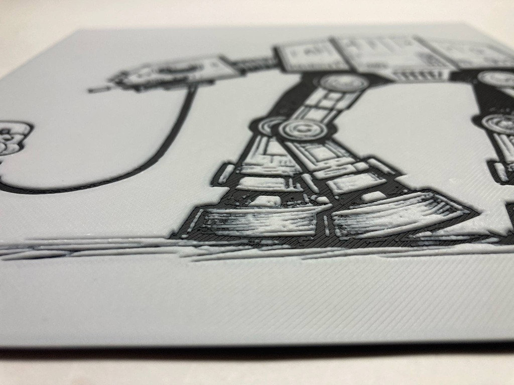 8"x8" 3D Printed - Chibi Storm Trooper walking AT-AT- Star Wars- Textured Photo image 2