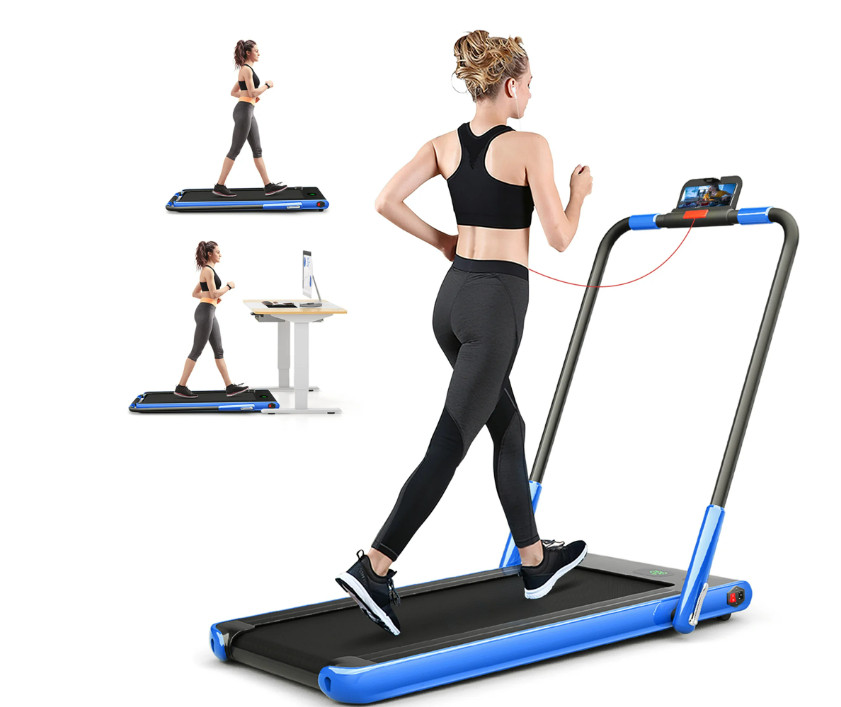 COSTWAY SUPERFIT FOLDING TREADMILL WITH REMOTE CONTROL - 7.5MPH TOP SPEED - 2.25HP - NAVY BLUE (MODEL:sp37592sh-ny) image 4