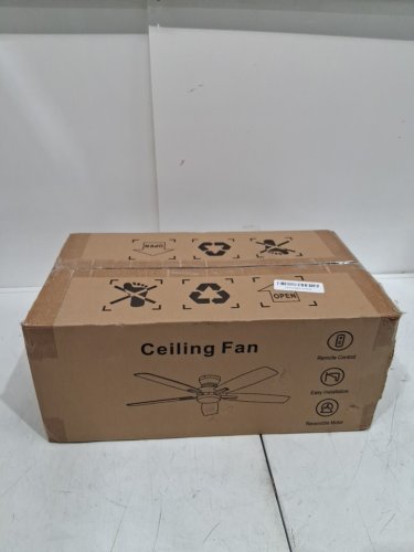 Ohniyou  Modern Flush Mount Low Profile Ceiling Fan with Light and Remote - 42" - BLACK/BROWN WOOD - (MODEL:GLX100) image 2