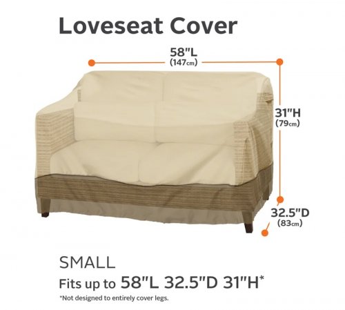 Classic Accessories Veranda Water-Resistant Patio Sofa/Loveseat Cover - 58" L x 32.5" D x 31" H - Pebble/Bark/Earth ( MODEL: 70982) image 2