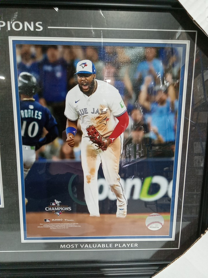 MLB toronto blue jays 2025 ALCS photo collage champions framed wall art with built-in decorative button - 24.5" x 15.5" (model: 1184832) image 4