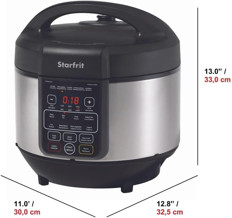 STARFRIT ELECTRIC PRESSURE COOKER - STEAM TRAY, MEASURING CUP & SPATULA- 8L CAPACITY - BLACK (MODEL: 024603) image 2