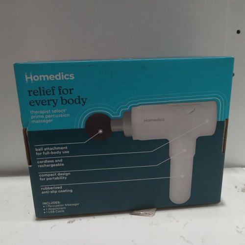 Homedics cordless and rechargeable handheld prime percussion massager with 5 levels - therapist select relief for  every body   (WHITE) image 3