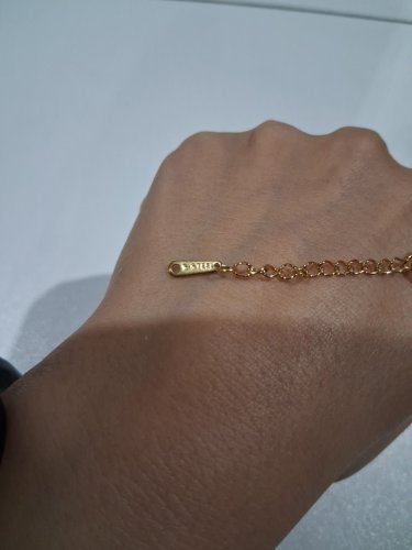 stainless steel ribbon/bead paperclip bracelet - 7" - 8"/6.5mm - gold image 5