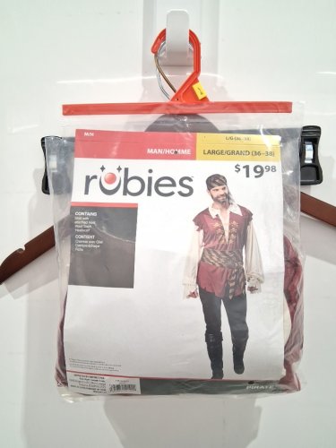 4PC MEN'S rubies adult PIRATE COSTUME - LARGE - RED/black/white image 2