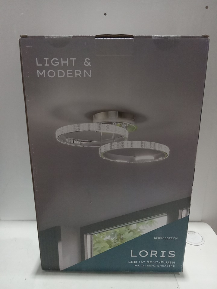 LIGHT & MODERN DOUBLE RING ceiling light Fixture - SEMI-FLUSH - 16" - 21w/120v - 3000k/1587lm - chrome & crystals - Loris (model: sf0903322ch) image 2