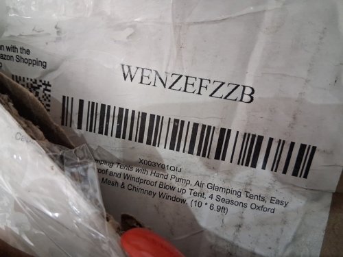 WENZEFZZB Windproof Blow up Camping Tents with Hand Pump, Mesh & Chimney Window 10FT X 6.9ft -Beige (MODEL: WZ002) image 3