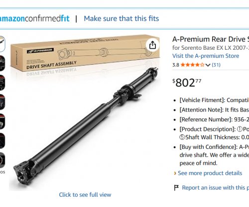 a-premium rear drive shaft assembly for 2007-2008 kia sorento - black image 2