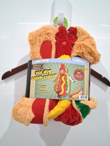 BABY PALAMON ONE-PIECE HOTDOG COSTUME - 0-6 MONTHS - BROWN/RED/GREEN/YELLOW image 2
