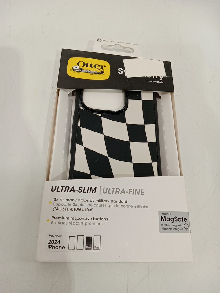 Otterbox Symmetry Series Ultra-slim Magsafe Case for iPhone 16 Pro - Black / white checkered (model: 77-97022) image 2