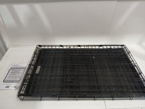 NEW WORLD PRODUCTS DOUBLE DOOR FOLDING METAL DOG CRATE - INCLUDES LEAK-PROOF PLASTIC TRAY - 36"L x 23"W x 25"H - BLACK (MODEL: B36DD) image 3