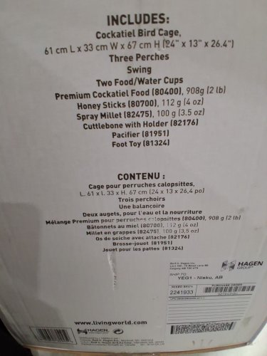 Living World Cockatiel Starter Kit Includes necessary components as starter kit for budgies, canaries and finches- 24" x 13" x 26.4" (model:82945) image 3