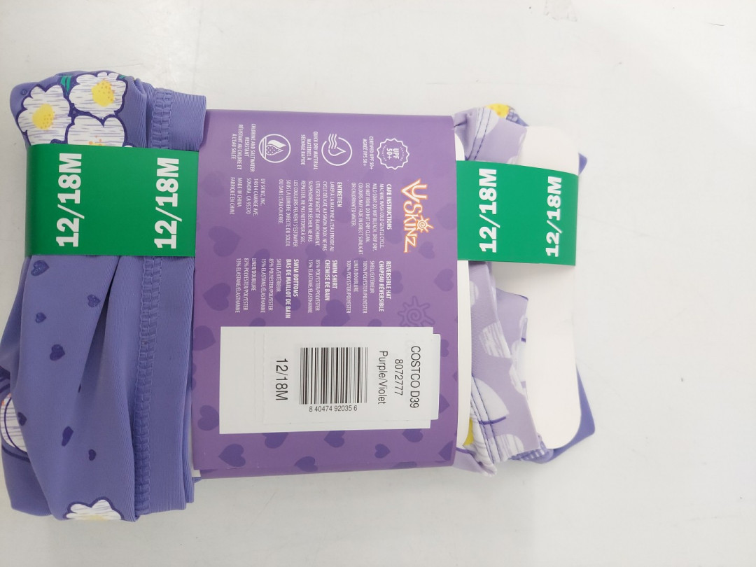 3PC UV SKINZ Kids Water Activated Print UPF 50+ Swim Set WITH SWIMSHIRT, BOTTOMS, AND REVERSIBLE HAT - 12M/18M - PURPLE (MODEL: 8072777) image 3