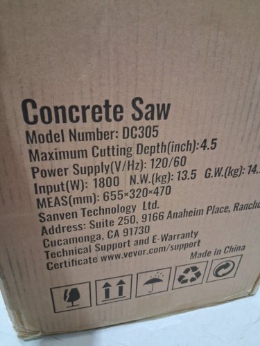 electric concrete saw with 15a motor water line pump - 12" blade & 4.5" max cutting depth - 1800w - orange (model: dc305) image 3