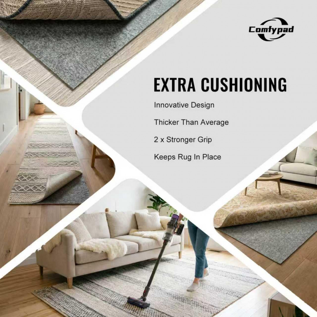 COMFYPAD FELT RUG PAD - nonslip rubber padding FOR ALL FLOORS - 5FT X 8FT - grey image 3