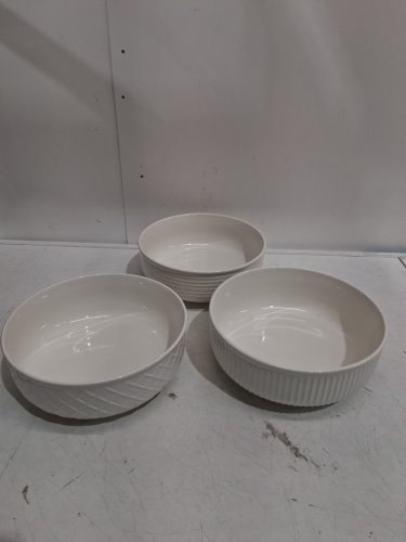 3PC TRUDEAU PORCELAIN SERVING BOWLS - 9.4" - WHITE (MODEL: 1901720) image 3