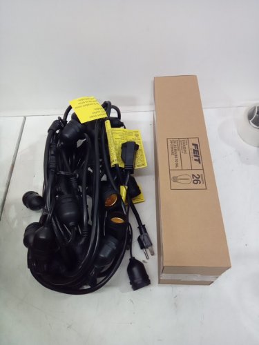 feit electric weatherproof led 24-light string lights with 26 lightbulbs - 48ft - black (model: 1603293) image 3