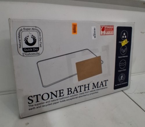 DIATOMITE super absorbent quick dry non-slip stone bath mat - 23" x 15" - white image 2