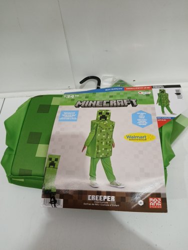 3pc boy's disguise creeper minecraft costume - small 4-6 - green image 2