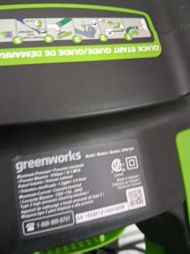GREENWORKS COMPACT PRESSURE WASHER - 1.2GPM/13AMP/1500PSI - BLACK/GREEN (MODEL: GPW1501) image 6