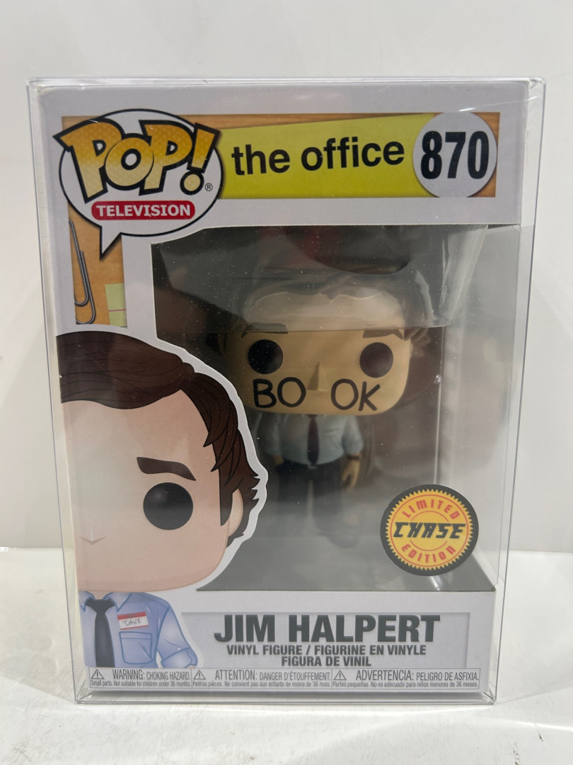 Funko pop! **chase limited edition** television: the office - Jim halpert vinyl figure (#870) **plastic protector cover** image 2