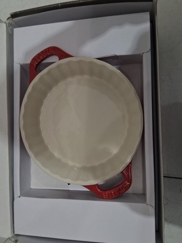 2PC STAUB CERAMIC BAKEWARE SET - CHERRY RED/WHITE image 2