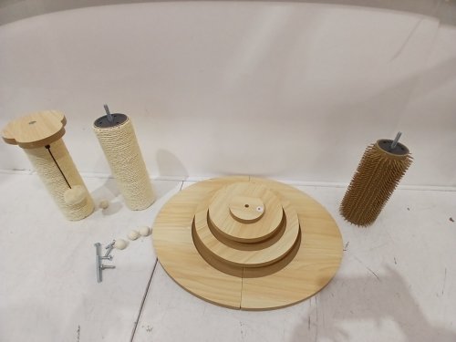 extra Tall Cat Scratching WOODEN Post for LARGE Cats with Self Groomer - 34" - BEIGE image 4