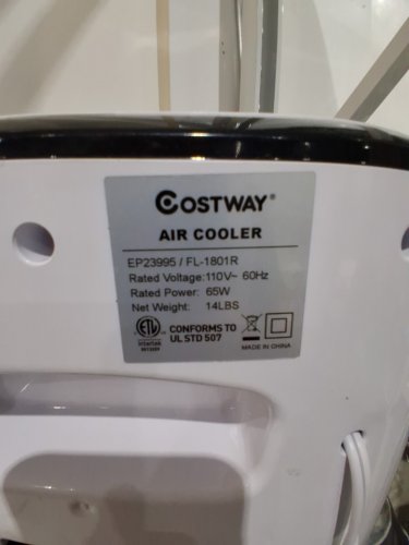 COSTWAY 3-SPEED PORTABLE EVAPORATIVE COOLING FAN WITH REMOTE AND ICE PACKS - 29" - WHITE (MODEL: EP23995) image 7