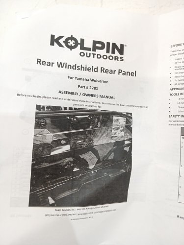 Kolpin Rear Windshield Back Panel Combo - For 2016 to 2018 Yamaha Wolverine (Model: 2781) image 6