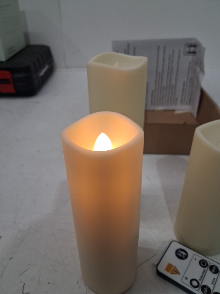 3PC LED FLAMELESS CANDLES WITH REMOTE - 5"/6"/7" - YELLOW image 4