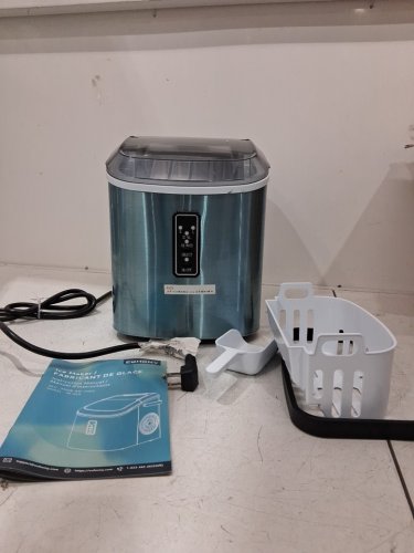 EUHOMY COUNTERTOP ICE MAKER MACHINE WITH HANDLE, BASKET AND SCOOP - MAKES 26LB PER DAY - SILVER (MODEL: IM-01X/IM008-B) image 2