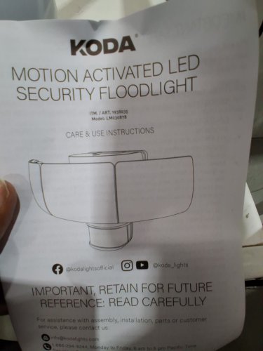 KODA MOTION-ACTIVATED LED SECURITY FLOOD LIGHT - 4800LM 5000K- WHITE (MODEL: 1938035/LM030878) image 3