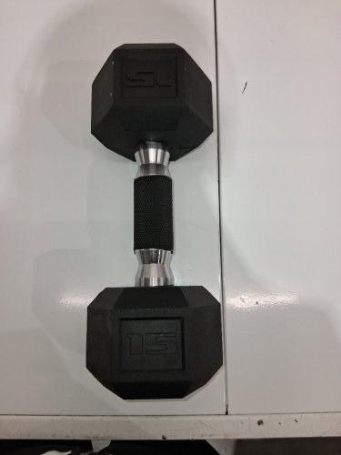 CAP rubber Coated Dumbbell - 15LB - black/chrome (model: sdpuis-015) image 3