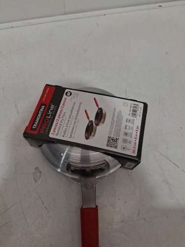 2pk tramontina proline nonstick frying pans with rubber handles - 8" - red/silver (model: 800130) image 3