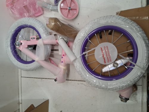 Glaf Toddler Girls Bike with Training Wheels Doll Seat and basket - 12" - White pink  (model: KF-B02) image 4