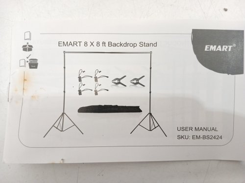 EMART Photo Studio Adjustable Background Stand - 8FT x 8ft - BLACK (MODEL: EM-BS2424) image 4