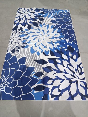 zonli Indoor / Outdoor Area Rug Washable Rugs - 5ft x 8ft - bule/white image 6