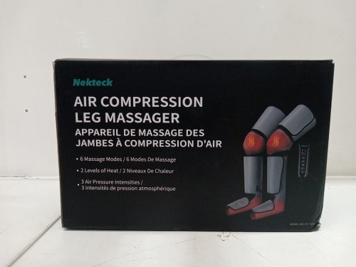 Unisex Nekteck Leg Massager for Circulation & Pain Relief with Air Compression Foot Calf Thigh Massager with 2 Heat & 3 Vibration Functions with 6 Modes 3 Intensities - BLACK/GRAY - (MODEL: FE-7208) image 2