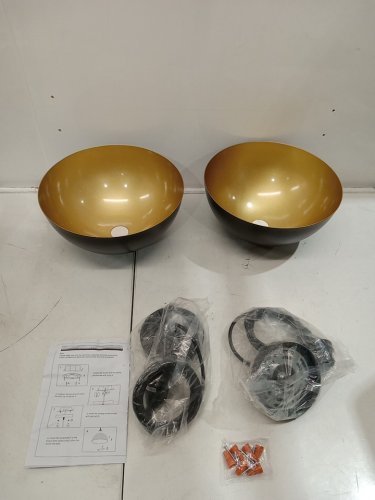 2pk MIAYBPH Dome Pendant Light Fixture - e26base blub - 12" - black/gold image 4