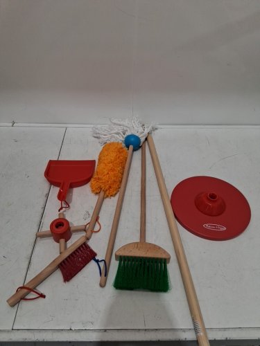 6PC MELISSA & DOUG LET’S PLAY HOUSE! DUST! SWEEP! MOP! PRETEND PLAY SET - KID-SIZED With BROOM, MOP, DUSTER, BRUSH, DUSTPAN, STORAGE STAND - MULTICOLOUR (MODEL: 96049) image 4