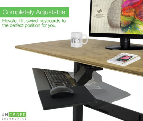 Uncaged Ergonomics KT1 Ergonomic Under-Desk Computer Keyboard Tray - BLACK (MODEL: KT1-B) image 2