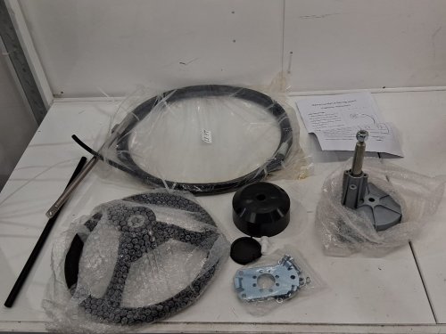 Marine Outboard Steering System with 13FT Connection Cable and 13" Wheel - 3 Spokes - Black image 3