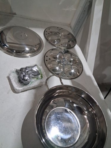 stainless steel idli maker set with Steaming Pot & lids + 2 idli plates - 15L image 2