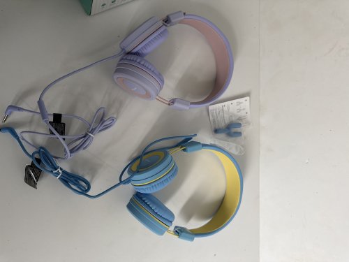 2pk kids mpow wired Headphones with Sharing Splitter - blue and PURPLE (model: bh360a) image 3