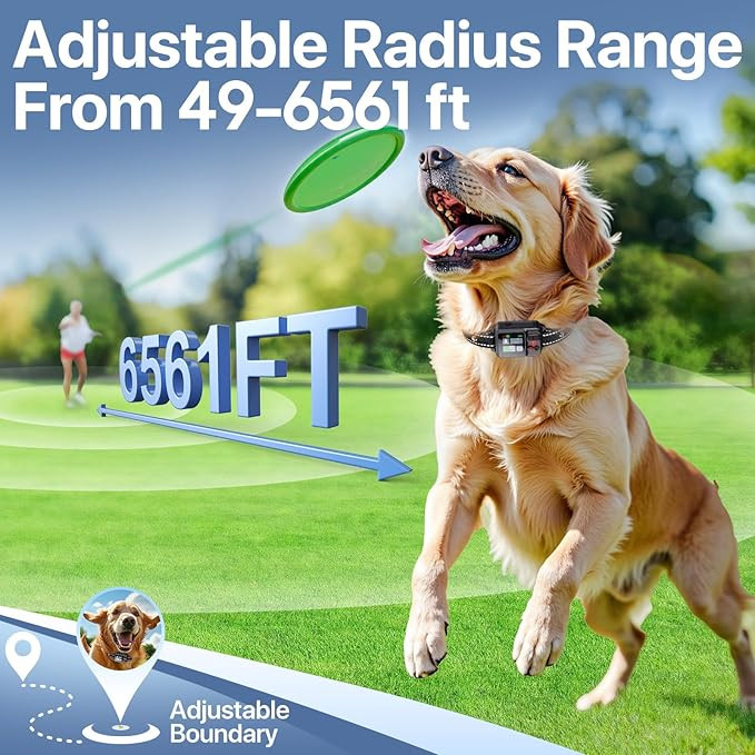 PRTRFLC rechargable gps tracking WIRELESS invisible electric fence with 3 training modes dog collar - 49ft - 6561ft - 15lbs-120lbs dogs - black  (model:  ZF500) image 3