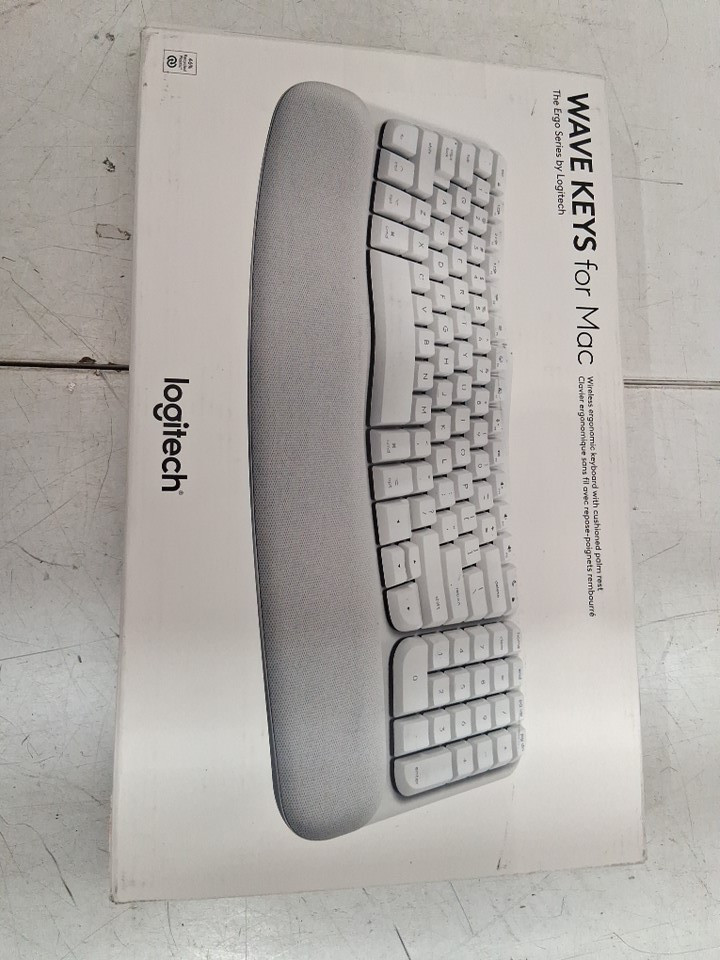 logitech wave keys wireless bluetooth ergonomic keyboard for mac ios  - off white - (model: ‎yr0096) image 2