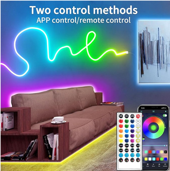 2pk RGB LED neon Rope Lights with remote/app control - 100FT(2 rolls 50ft each) image 2