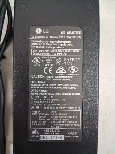 REPLACEMENT 4 Pin Power Supply Charger for Zenith LG LCD TV- 15V - BLACK (MODEL: SAD7015SE) image 2